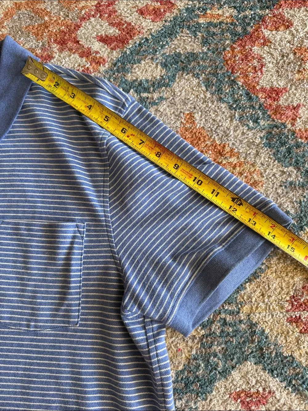 J. Crew Men's Blue Striped Stretched Pique Polo Shirt